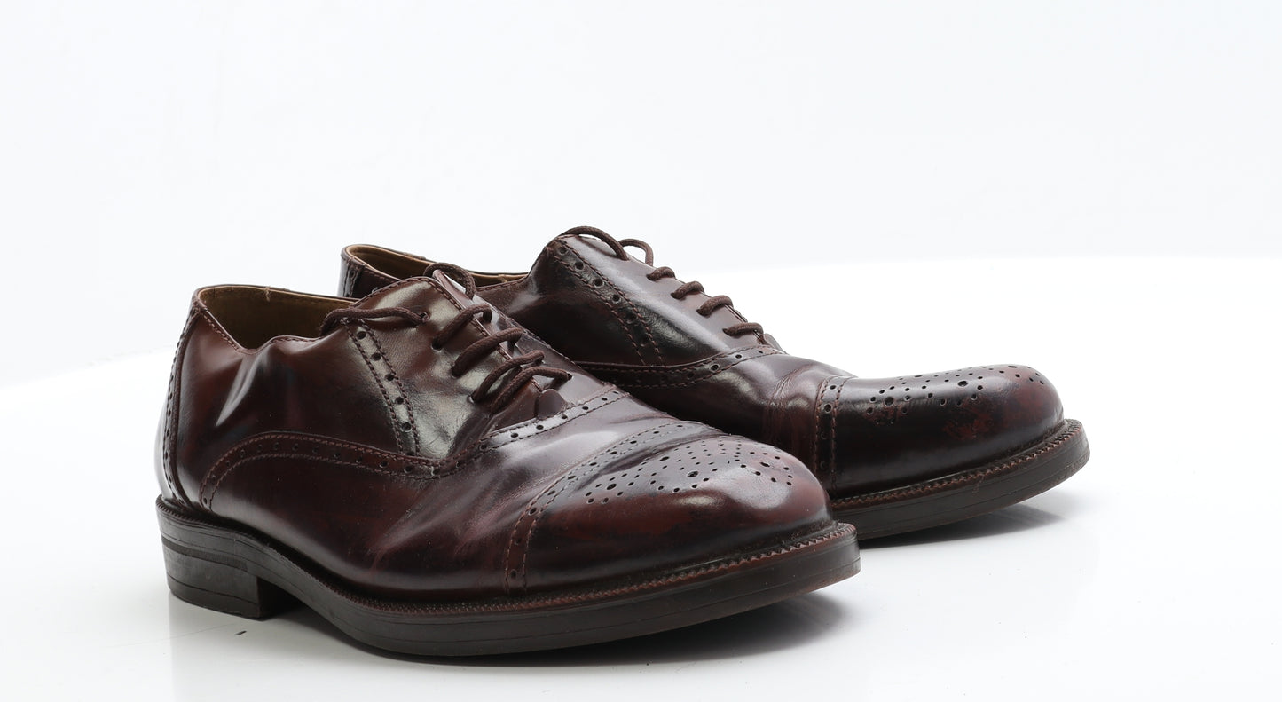 Malvern Mens Brown  Faux Leather Brogue Dress 8