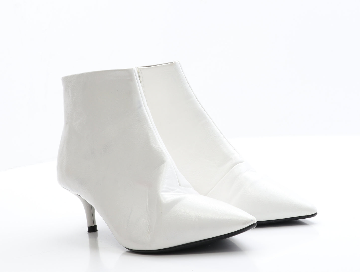 NEXT Womens White  Faux Leather Bootie Boot 7 EUR 41