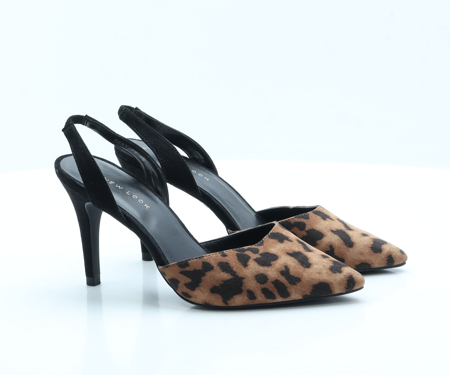 New Look Womens Brown Animal Print Polyester Slingback Heel 3 EUR 36