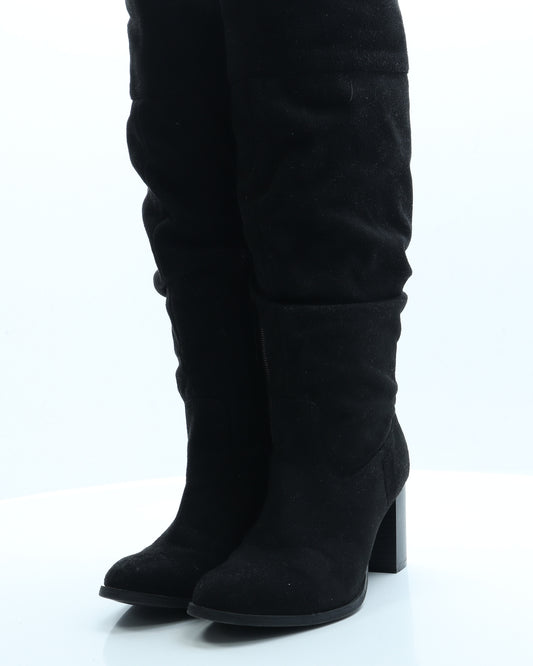 Insolia Womens Black  Faux Suede Sock Boot 4.5