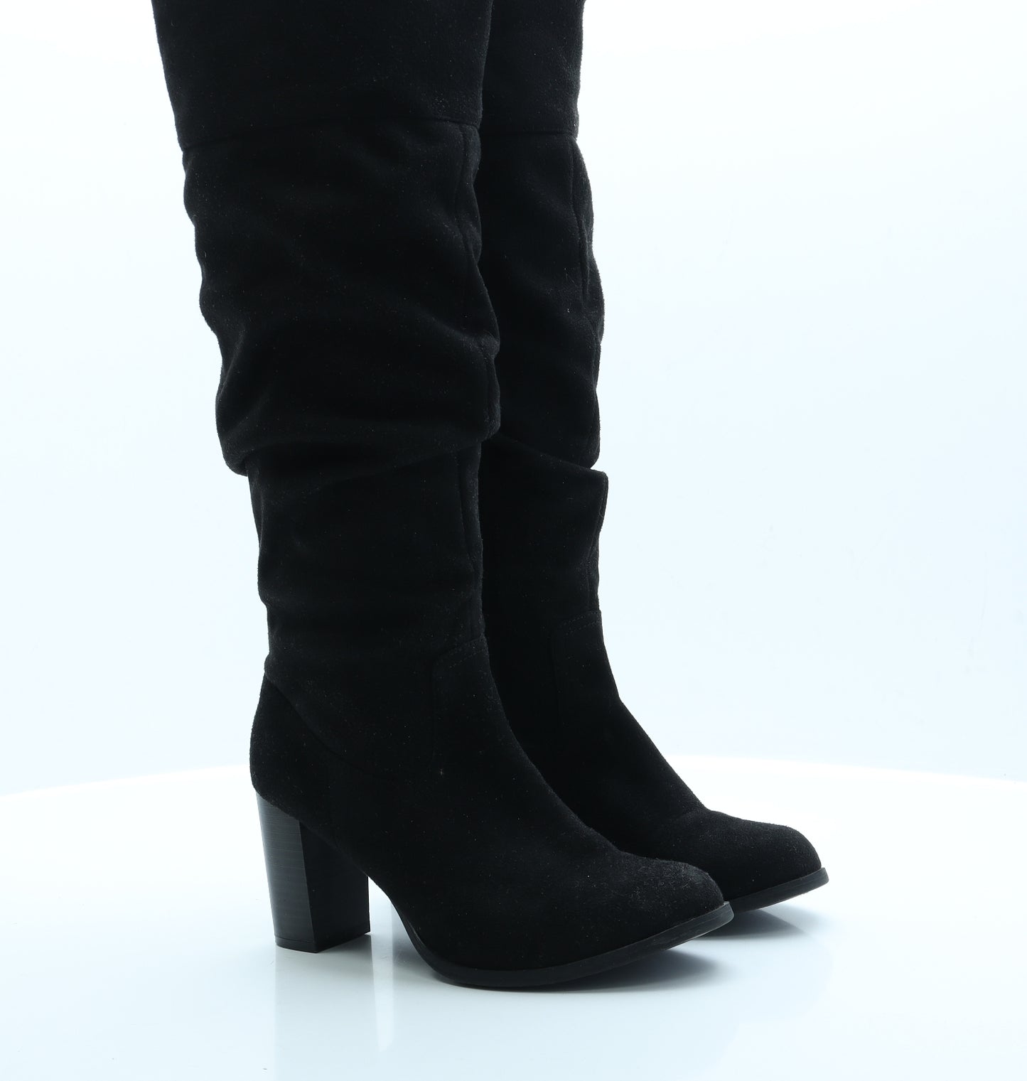 Insolia Womens Black  Faux Suede Sock Boot 4.5