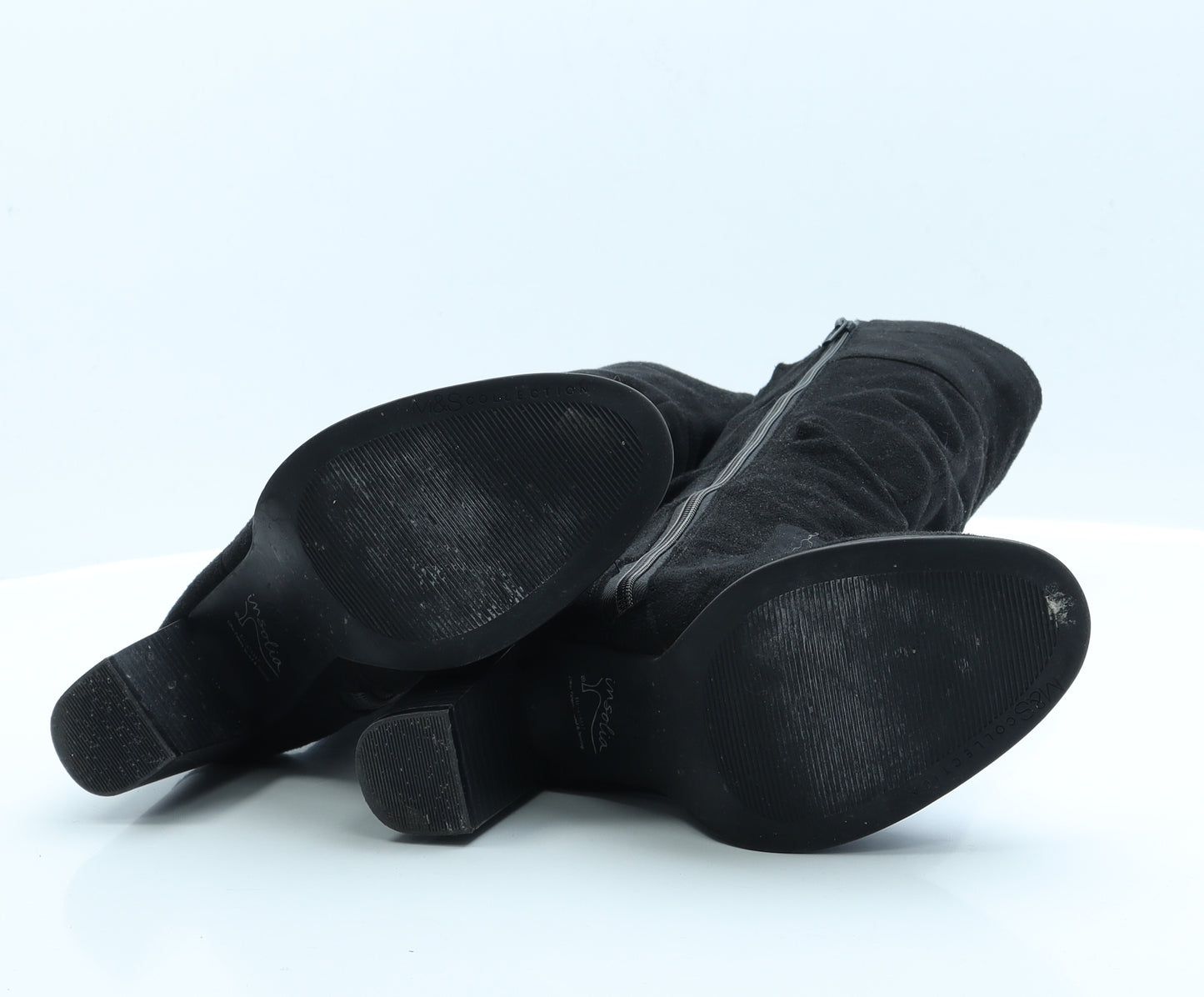 Insolia Womens Black  Faux Suede Sock Boot 4.5