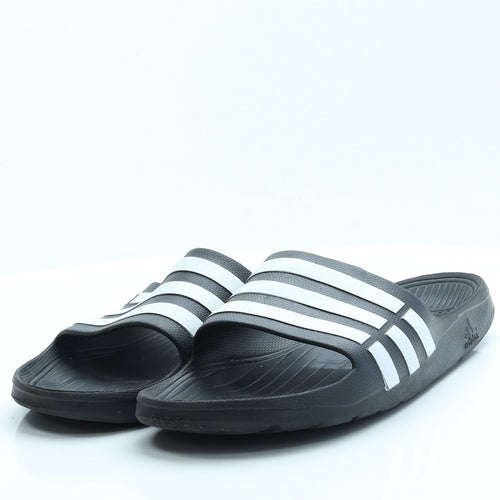 adidas Mens Black Striped Rubber Slider Casual 11