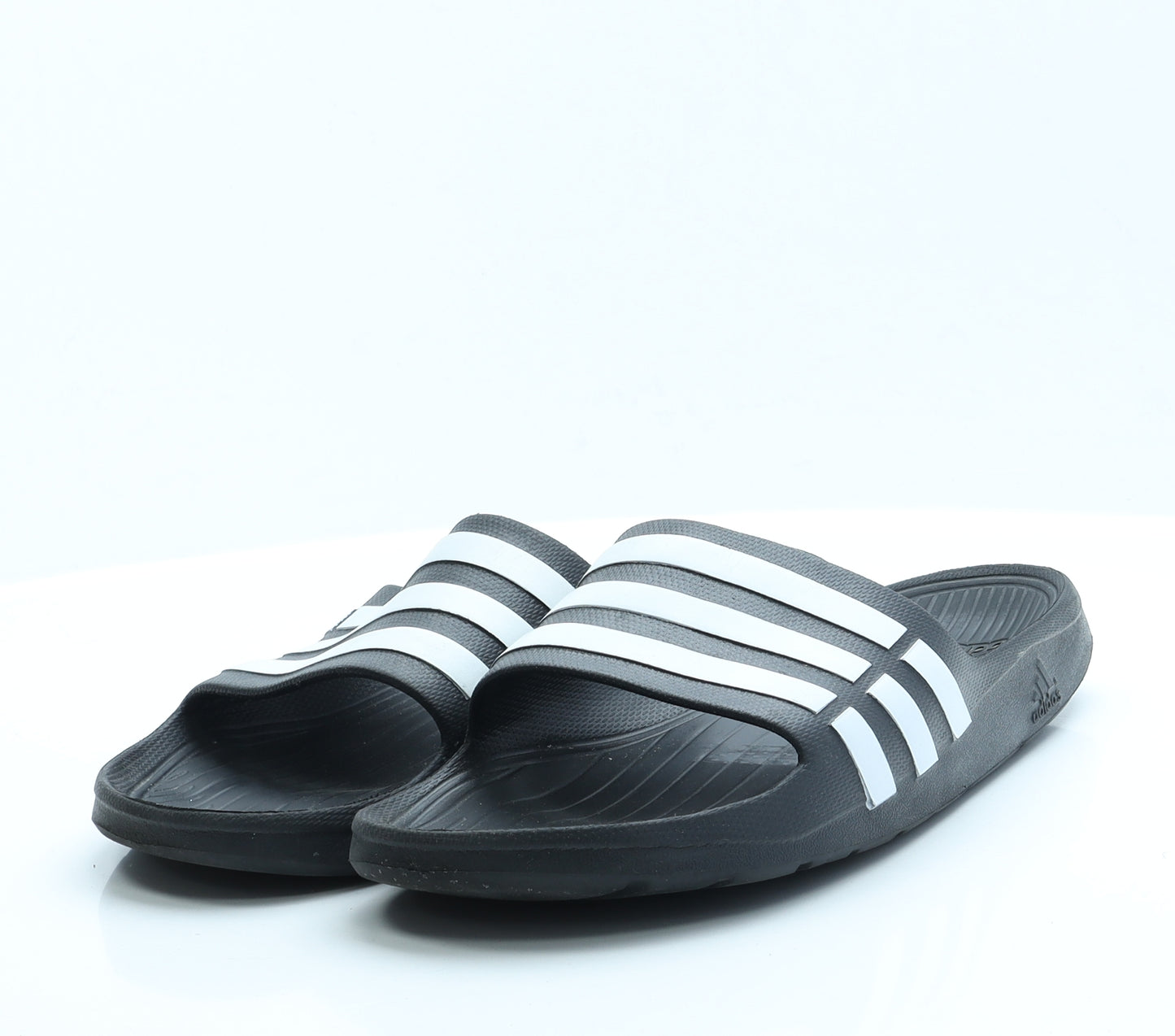 adidas Mens Black Striped Rubber Slider Casual 11