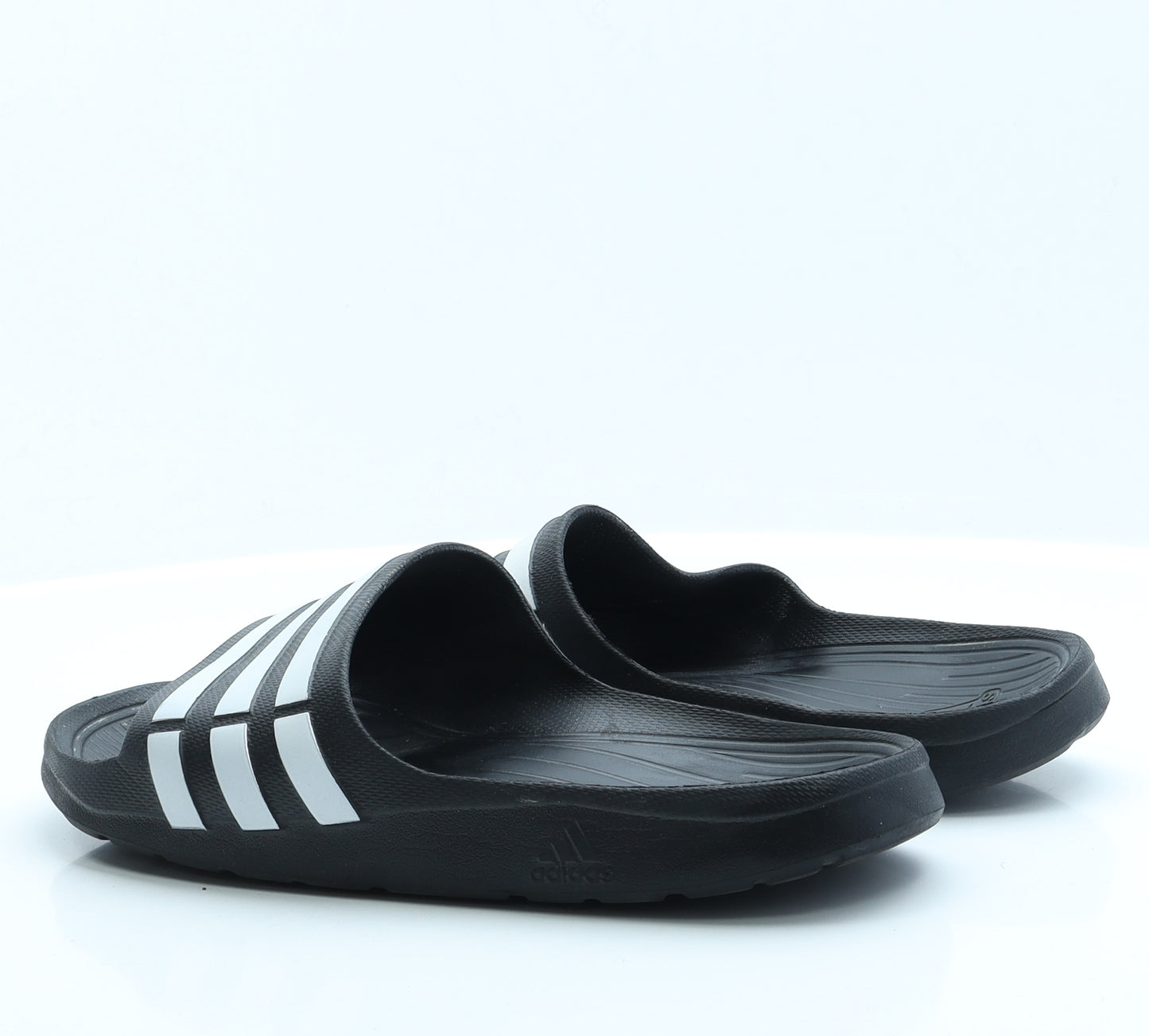 adidas Mens Black Striped Rubber Slider Casual 11