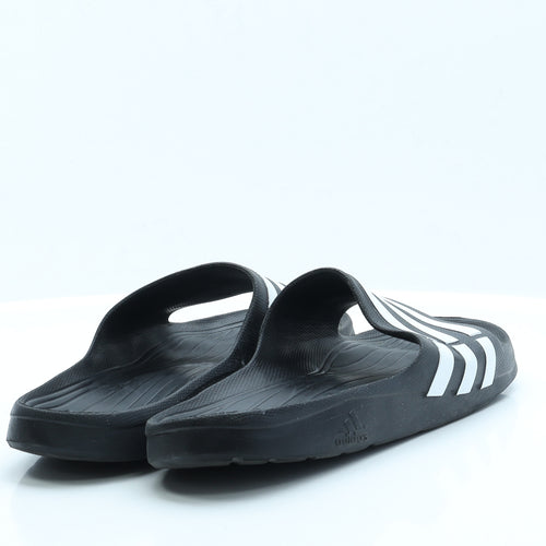 adidas Mens Black Striped Rubber Slider Casual 11