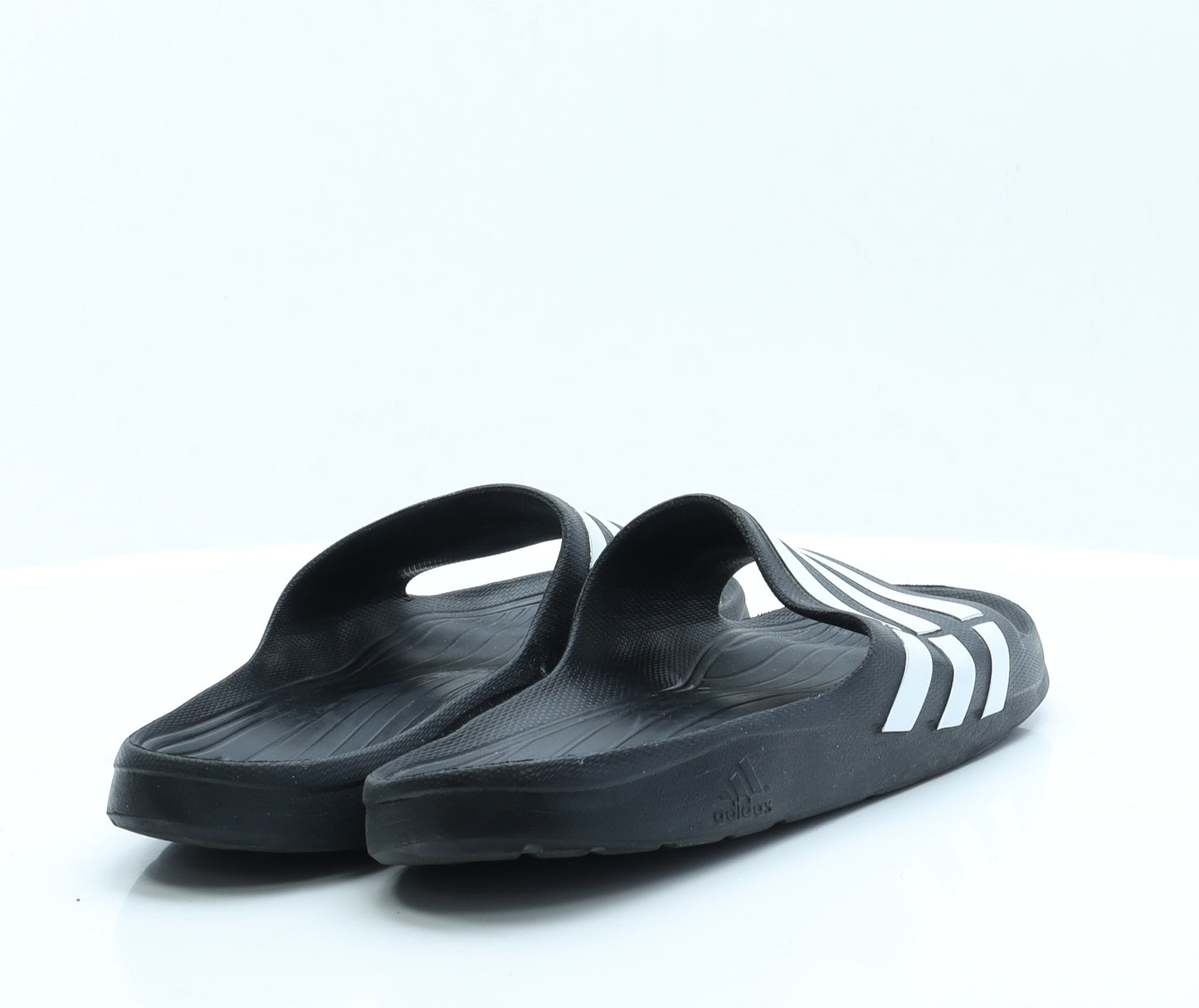 adidas Mens Black Striped Rubber Slider Casual 11