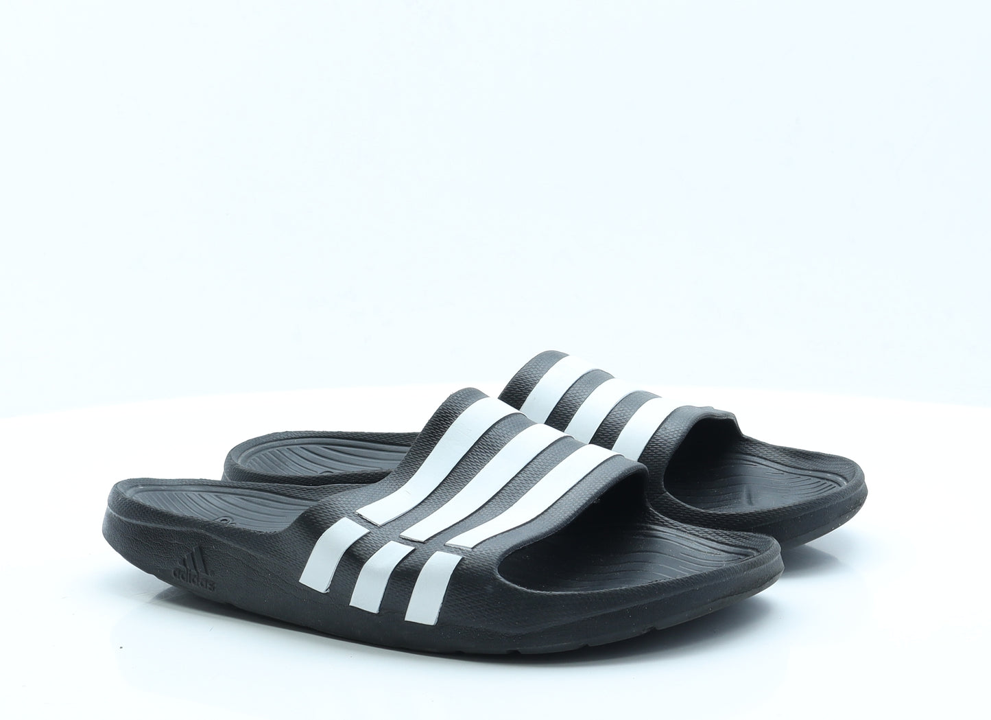 adidas Mens Black Striped Rubber Slider Casual 11