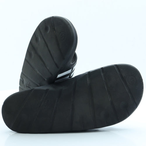 adidas Mens Black Striped Rubber Slider Casual 11