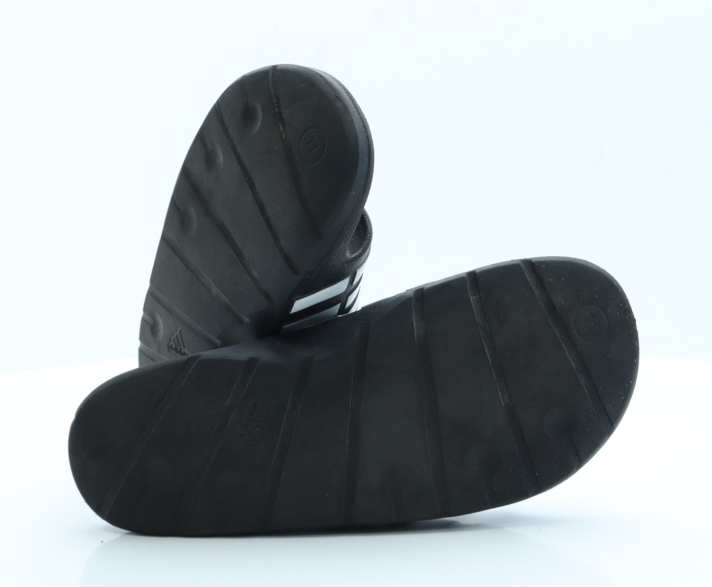 adidas Mens Black Striped Rubber Slider Casual 11