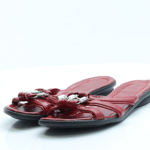 Preworn Womens Red  Polyester Slip On Sandal 7