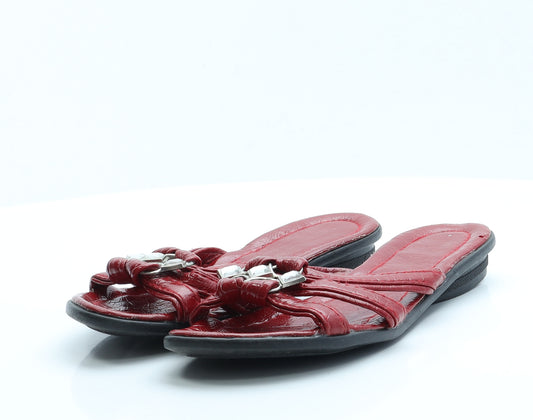 Preworn Womens Red  Polyester Slip On Sandal 7