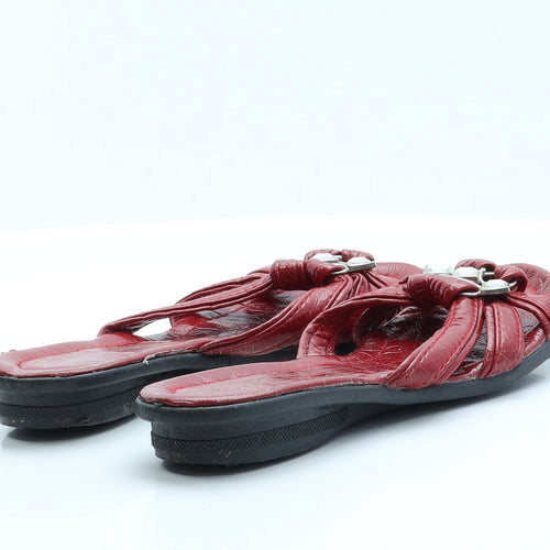 Preworn Womens Red  Polyester Slip On Sandal 7