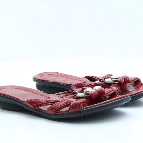 Preworn Womens Red  Polyester Slip On Sandal 7