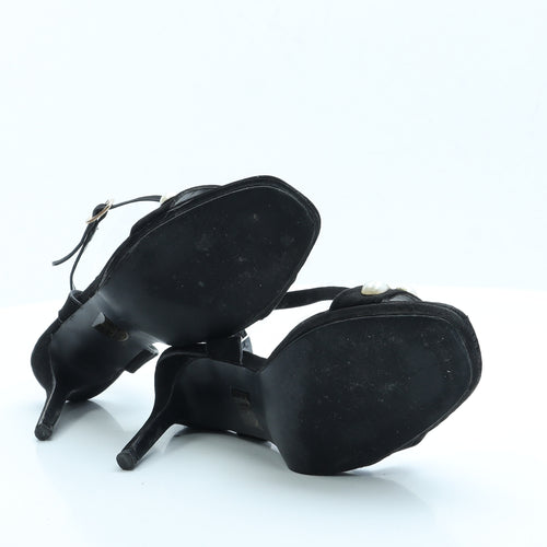 Boohoo Womens Black  Faux Suede Strappy Heel 6 EUR 39