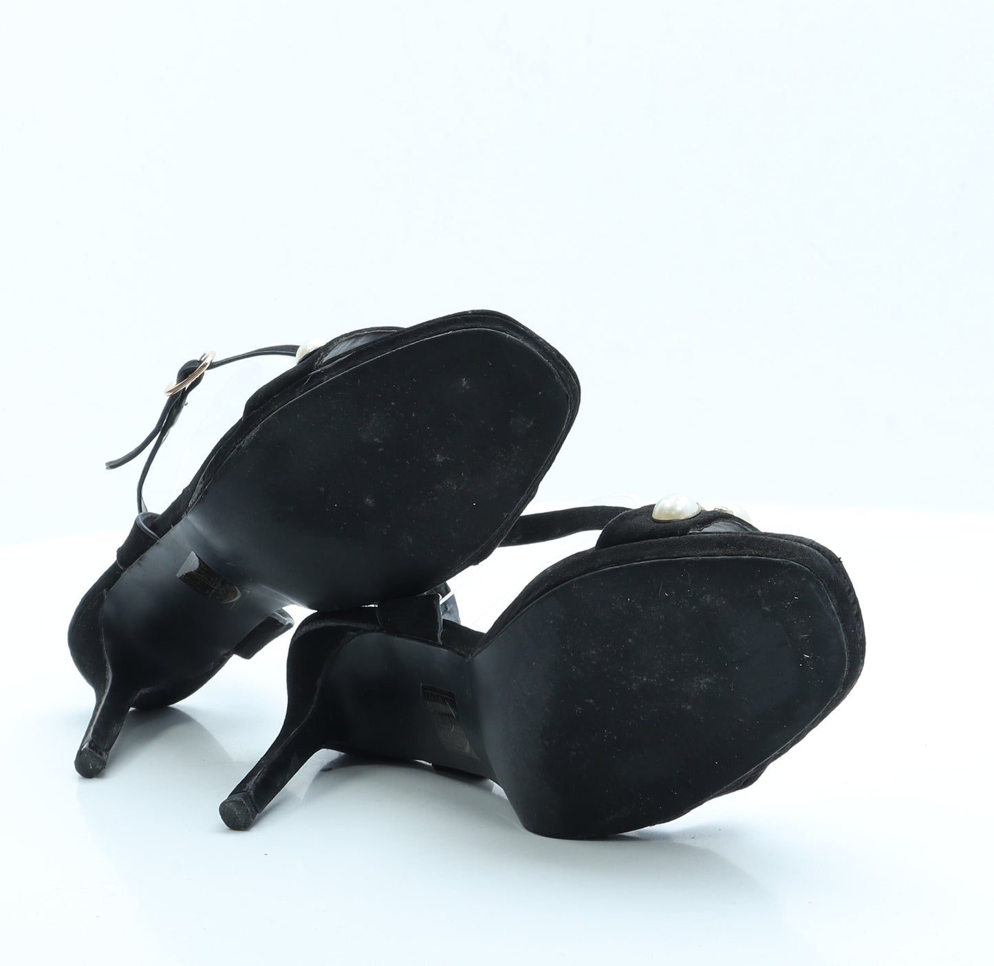 Boohoo Womens Black  Faux Suede Strappy Heel 6 EUR 39