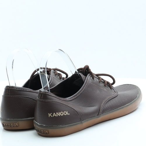 Kangol Mens Brown  Faux Leather Trainer Casual 9