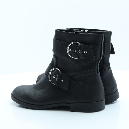 Zara Girls Girls Black Faux Leather Chelsea Boot UK 4.5