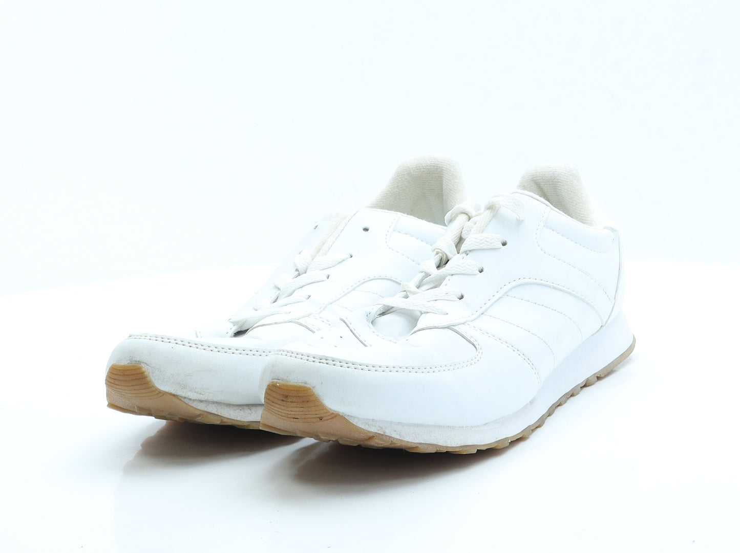 Primark Mens White  Polyester Trainer Casual 10 EUR 44 US 11