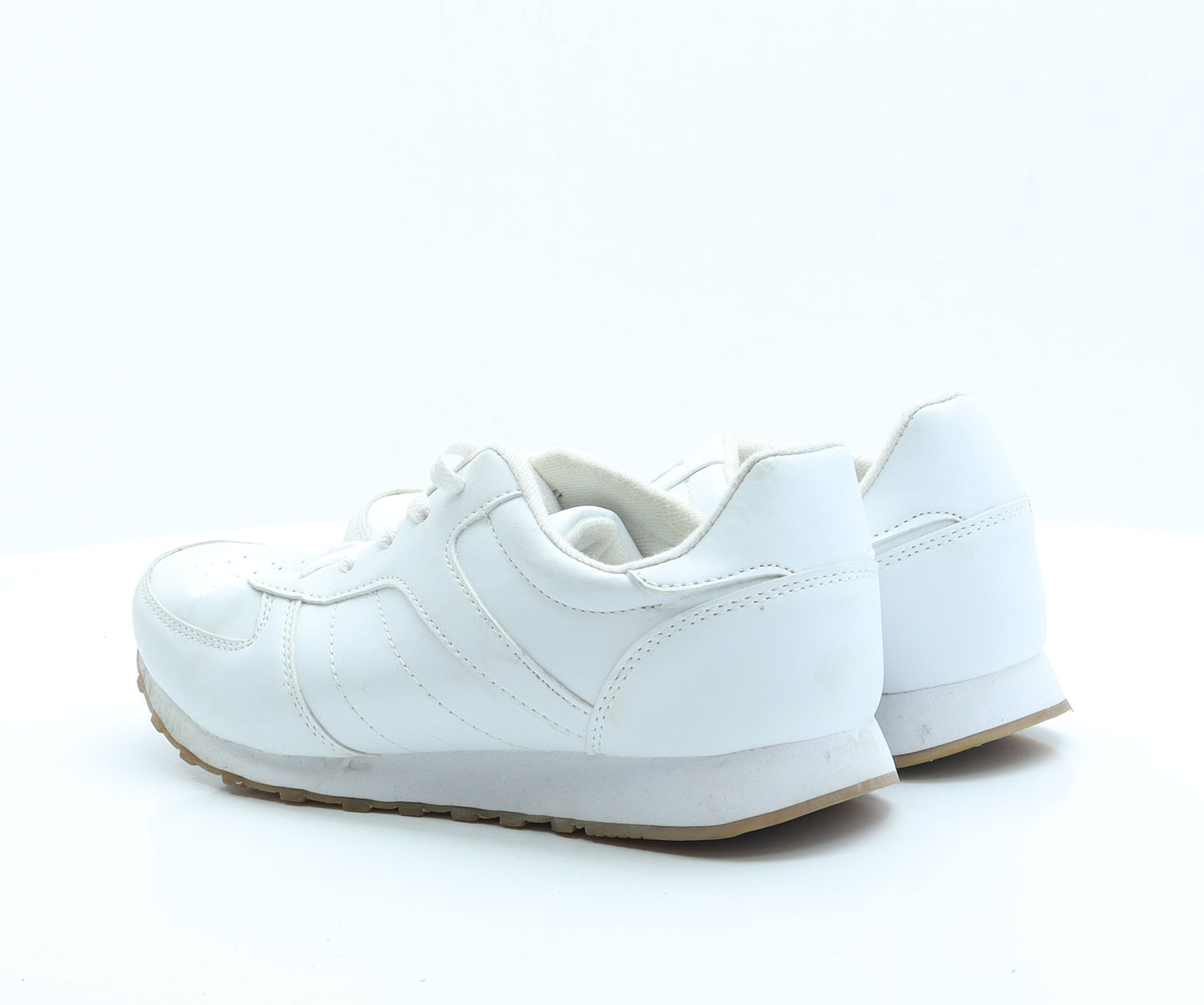 Primark Mens White  Polyester Trainer Casual 10 EUR 44 US 11