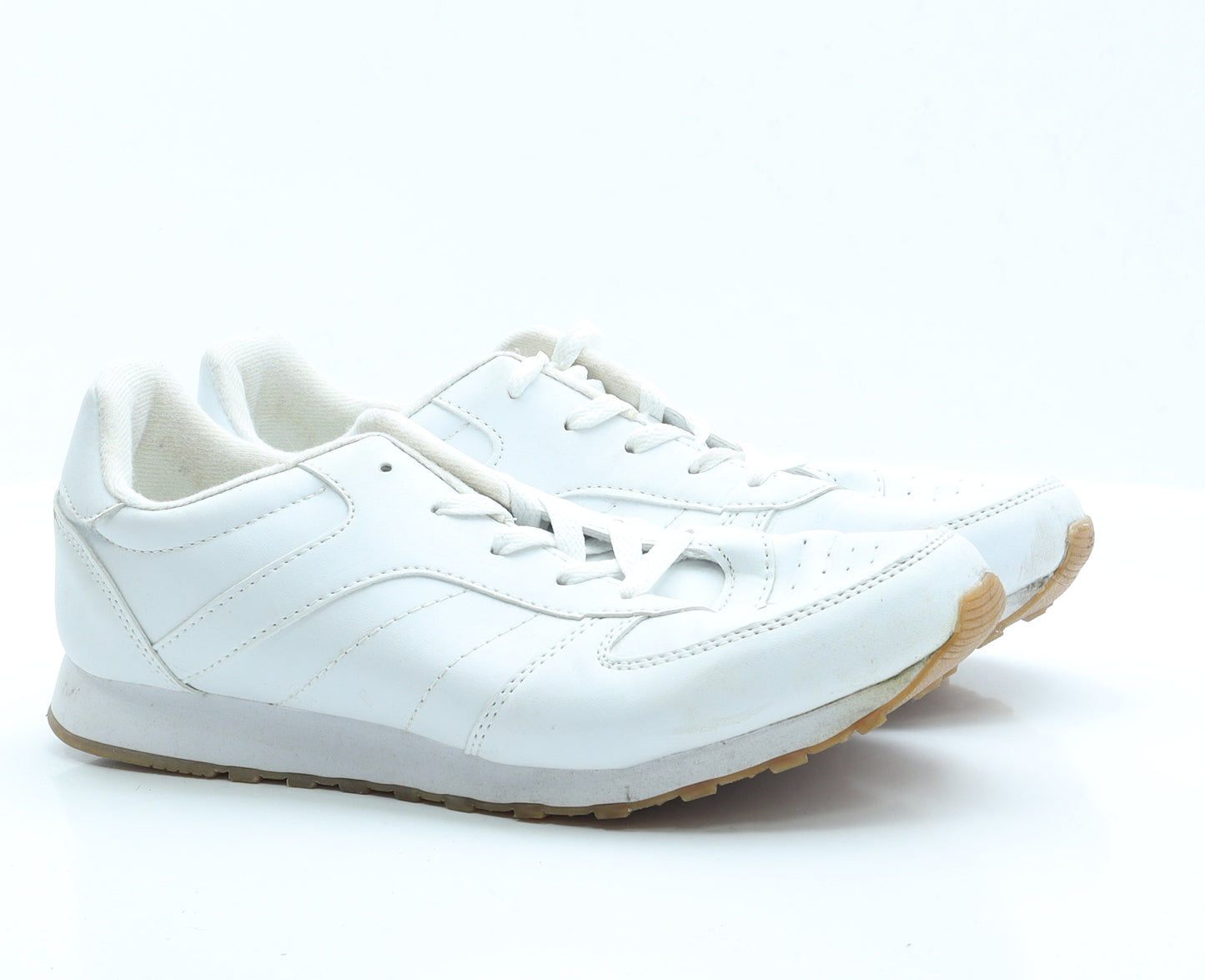 Primark Mens White  Polyester Trainer Casual 10 EUR 44 US 11