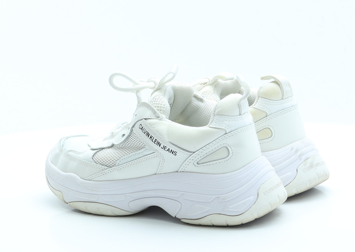 Calvin Klein Jeans Womens Ivory  Polyester Trainer Flat 5 38 8