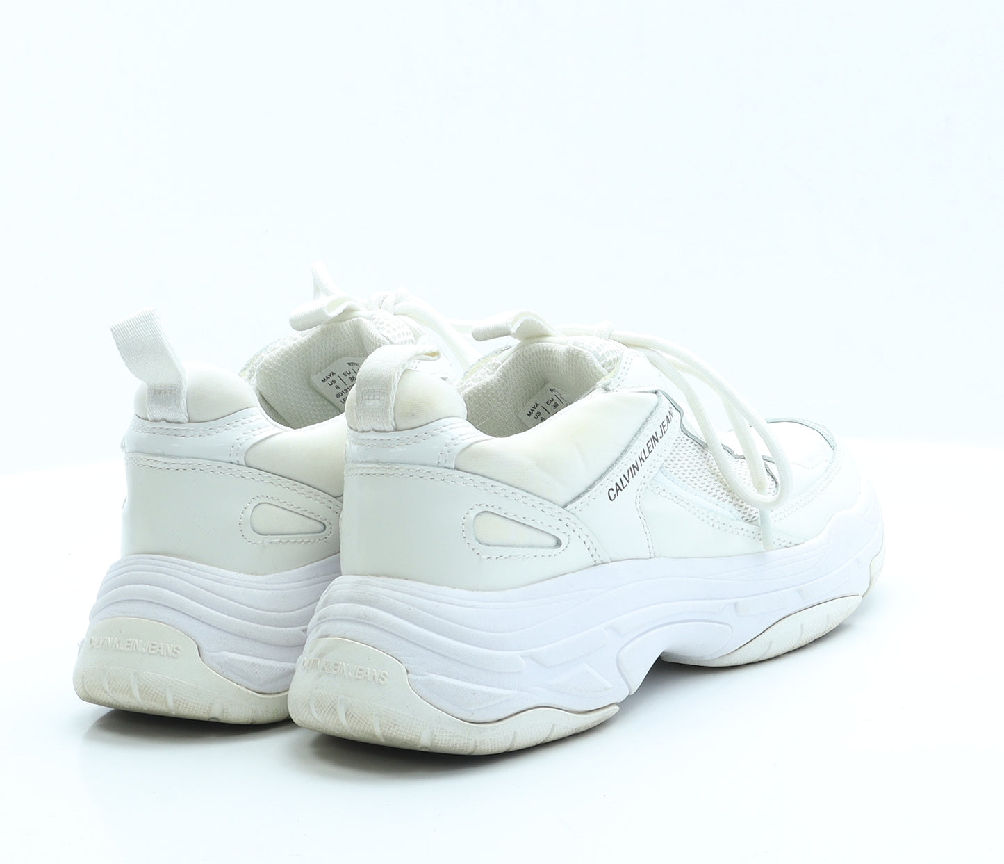 Calvin Klein Jeans Womens Ivory  Polyester Trainer Flat 5 38 8