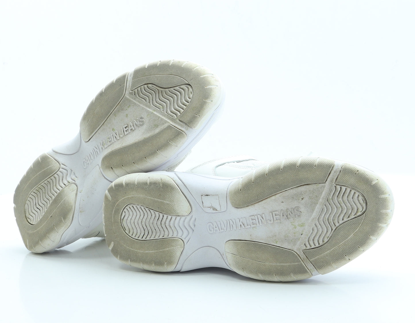 Calvin Klein Jeans Womens Ivory  Polyester Trainer Flat 5 38 8