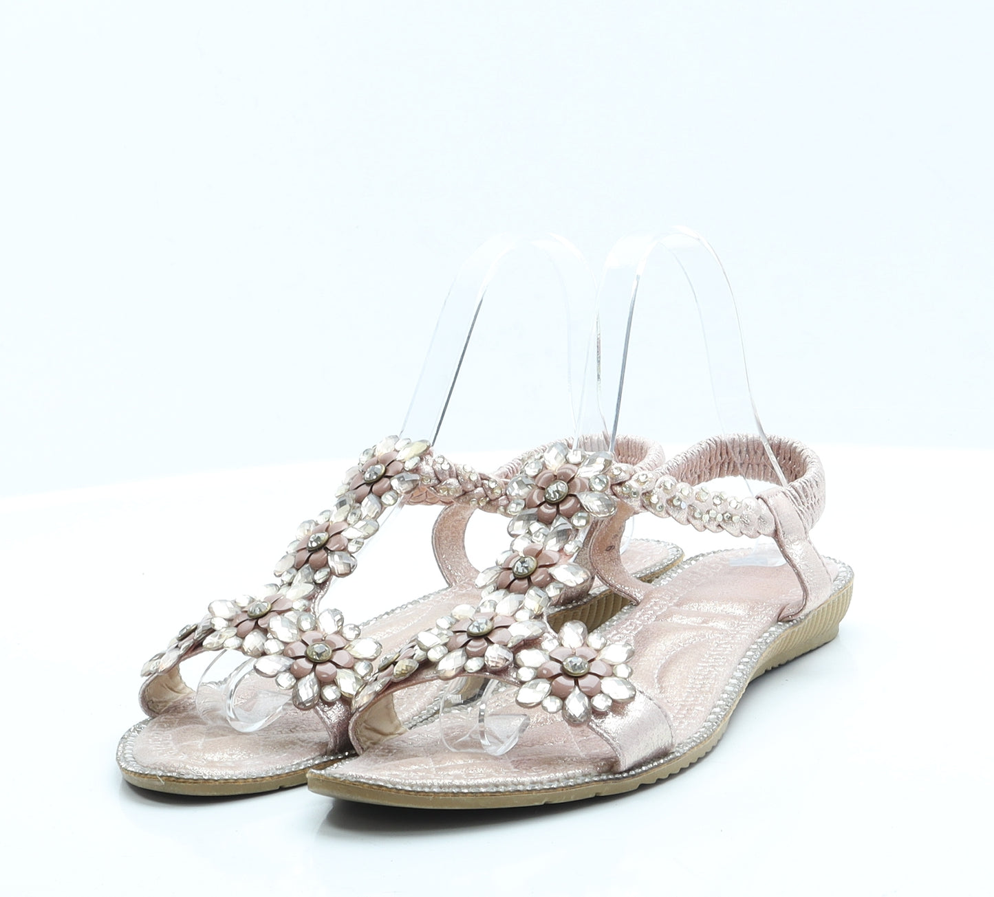 Preworn Womens Pink  Polyester Slip On Sandal 6