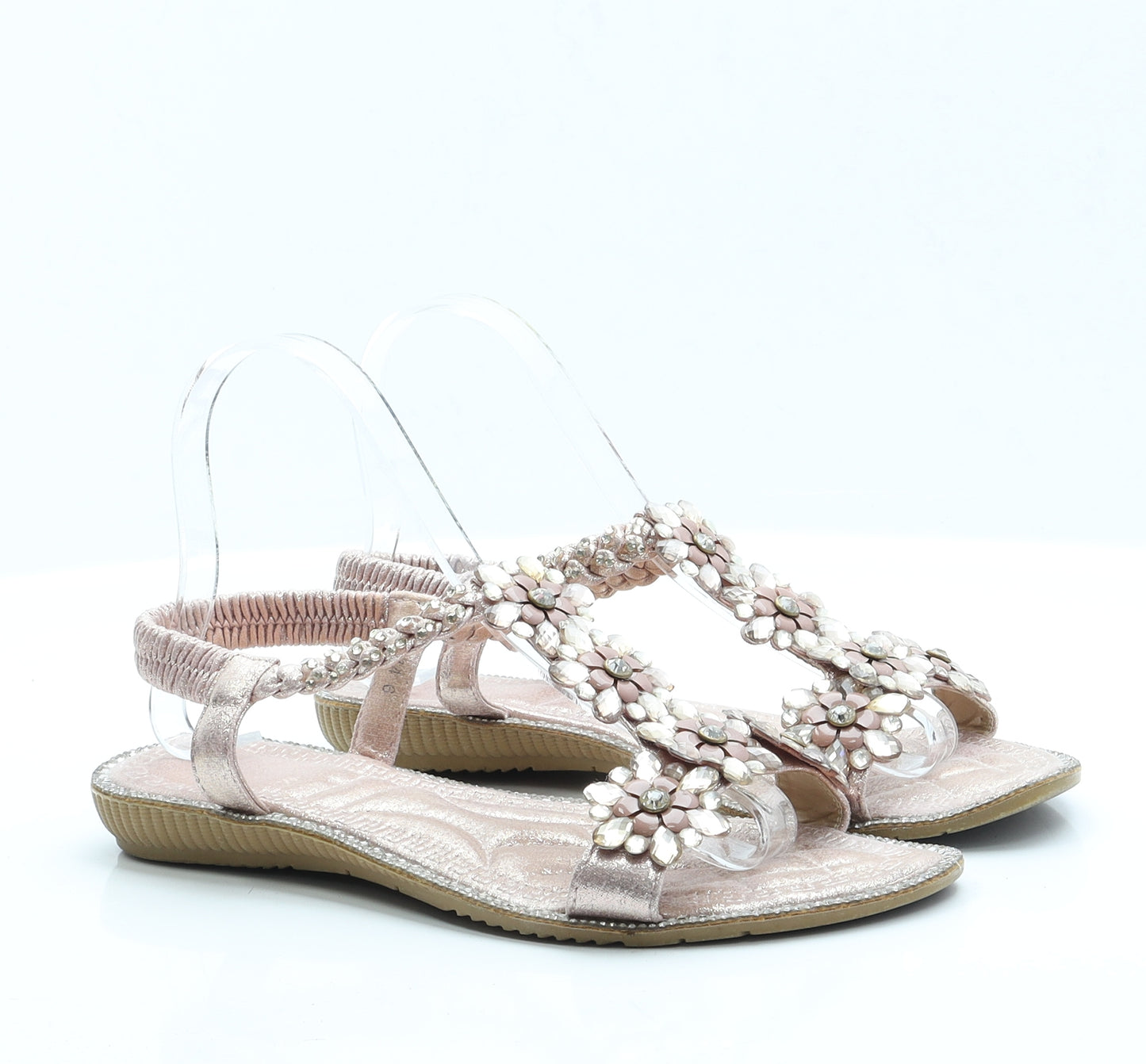 Preworn Womens Pink  Polyester Slip On Sandal 6