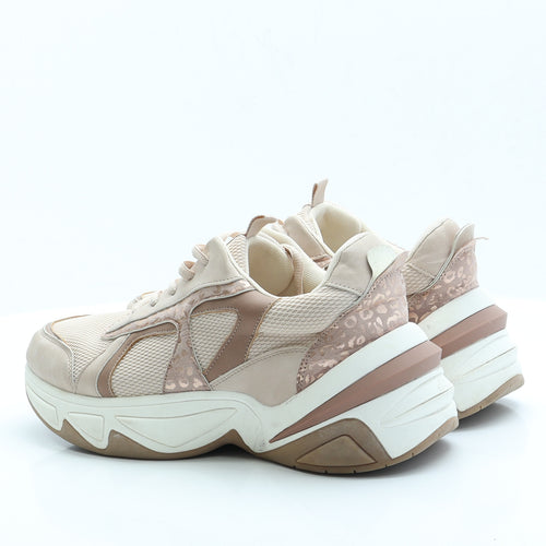 New Look Womens Pink Animal Print Polyester Trainer Flat 7 40