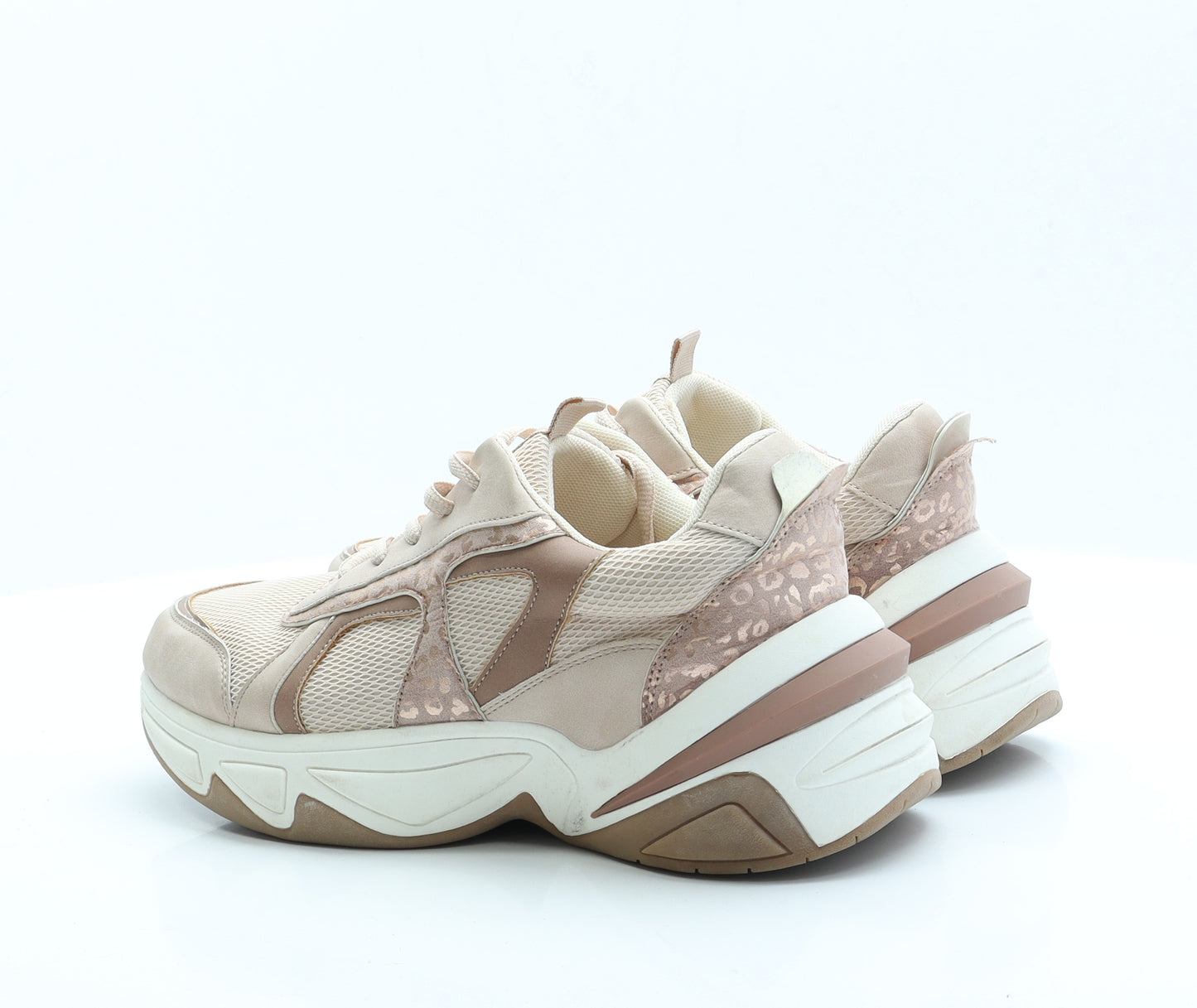 New Look Womens Pink Animal Print Polyester Trainer Flat 7 40