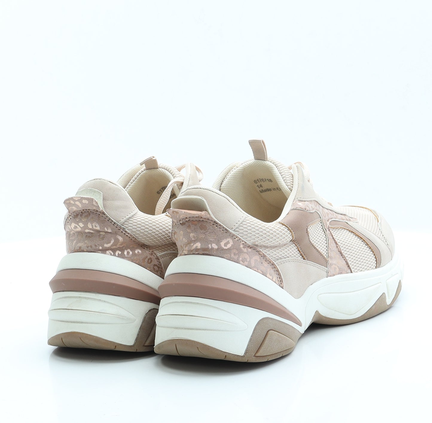 New Look Womens Pink Animal Print Polyester Trainer Flat 7 40
