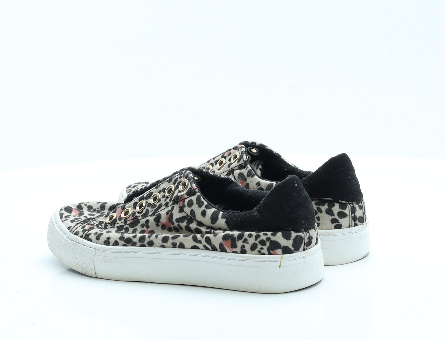 New Look Womens Beige Animal Print Polyester Trainer Flat 4 37