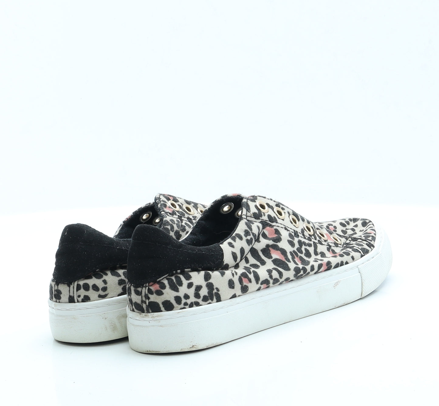 New Look Womens Beige Animal Print Polyester Trainer Flat 4 37