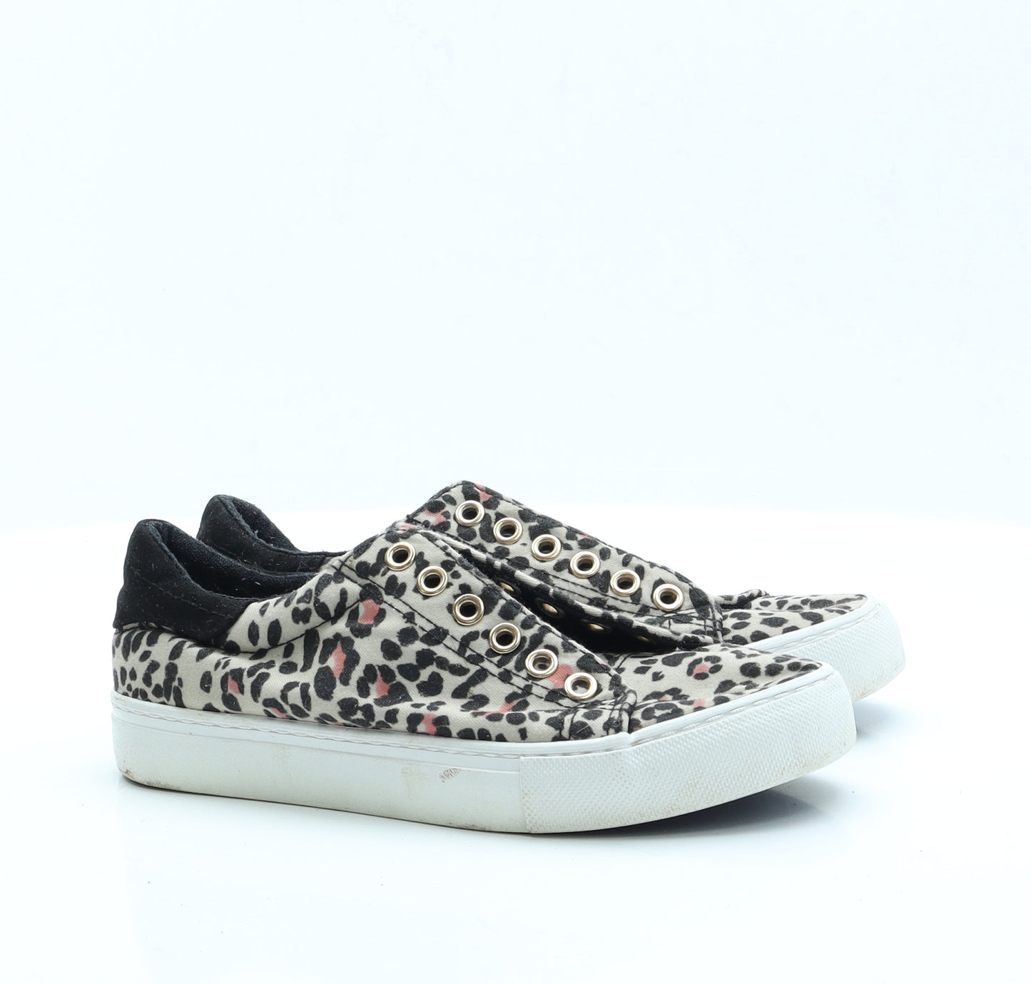 New Look Womens Beige Animal Print Polyester Trainer Flat 4 37