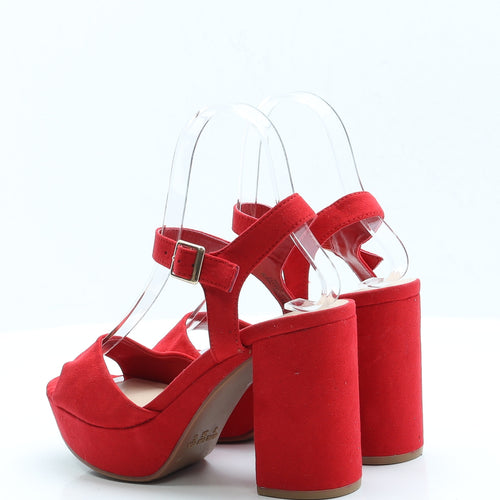 Primark Womens Red  Faux Suede Platform Heel 3 EUR 36 US 5