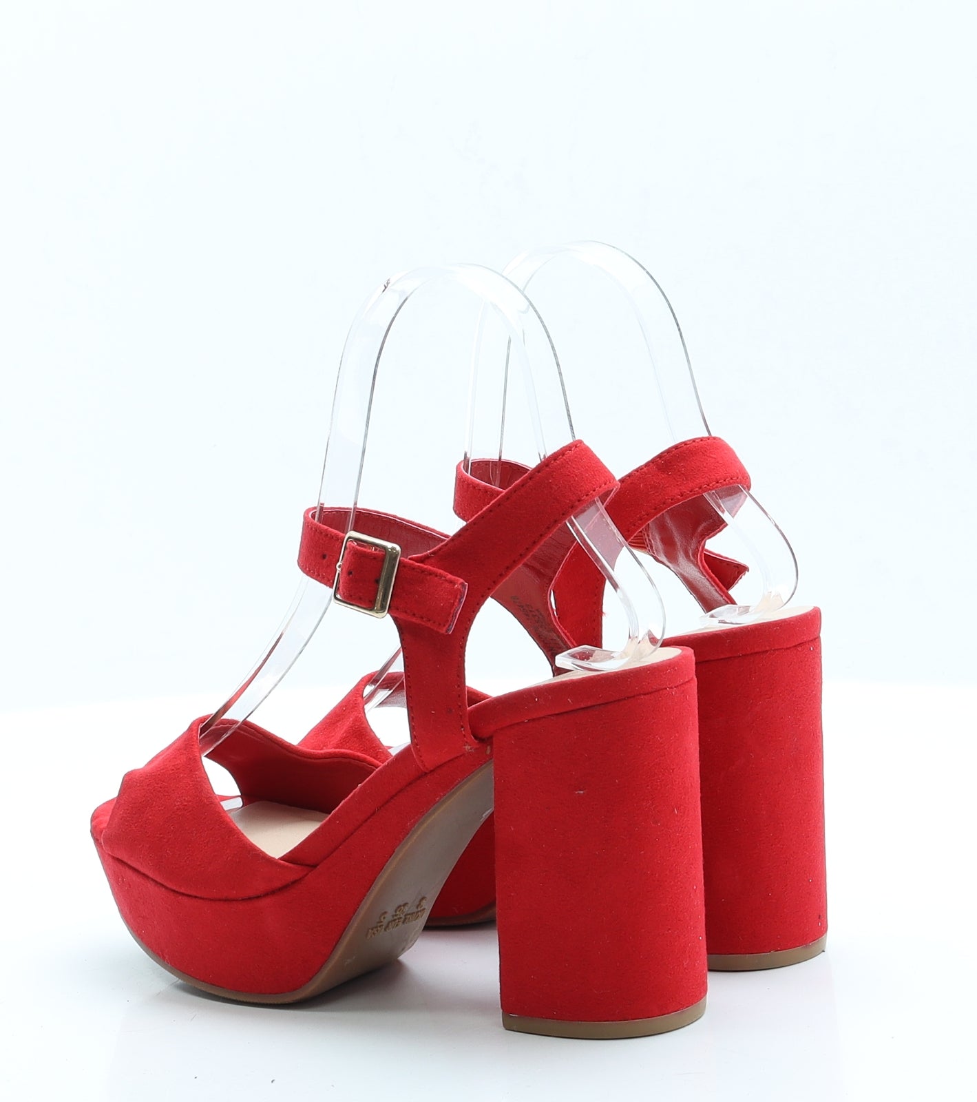 Primark Womens Red  Faux Suede Platform Heel 3 EUR 36 US 5