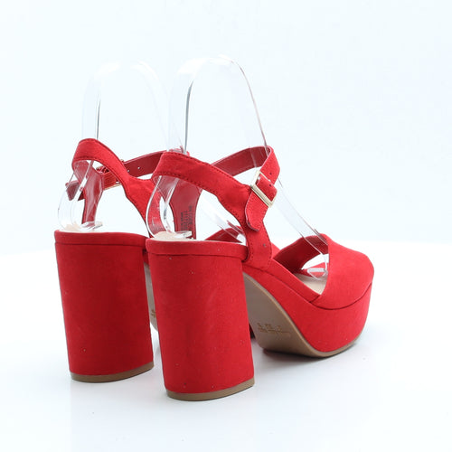 Primark Womens Red  Faux Suede Platform Heel 3 EUR 36 US 5