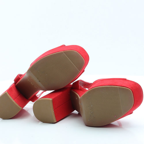 Primark Womens Red  Faux Suede Platform Heel 3 EUR 36 US 5