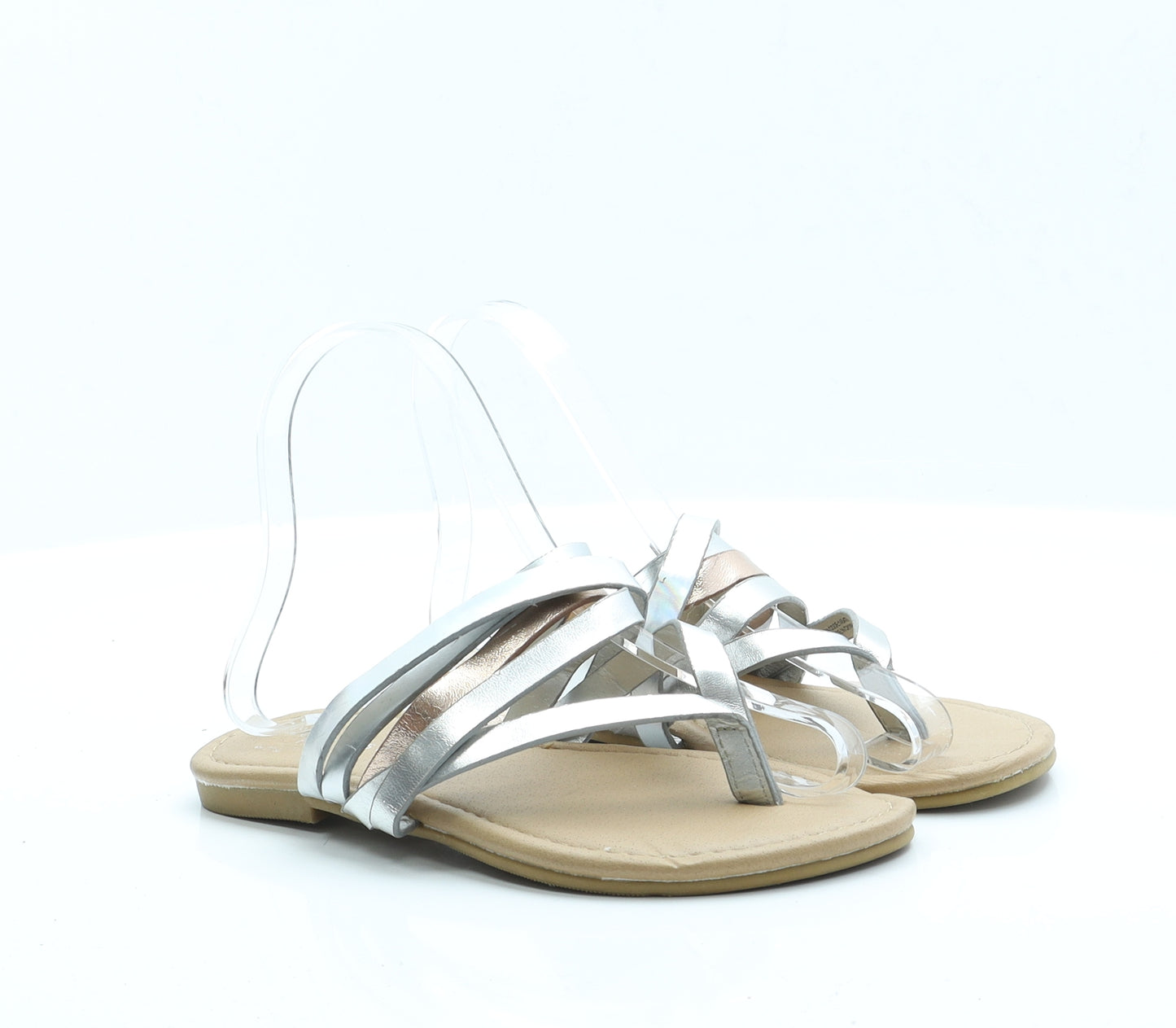Primark Womens Silver  Polyester Trainer Sandal 3 36 5