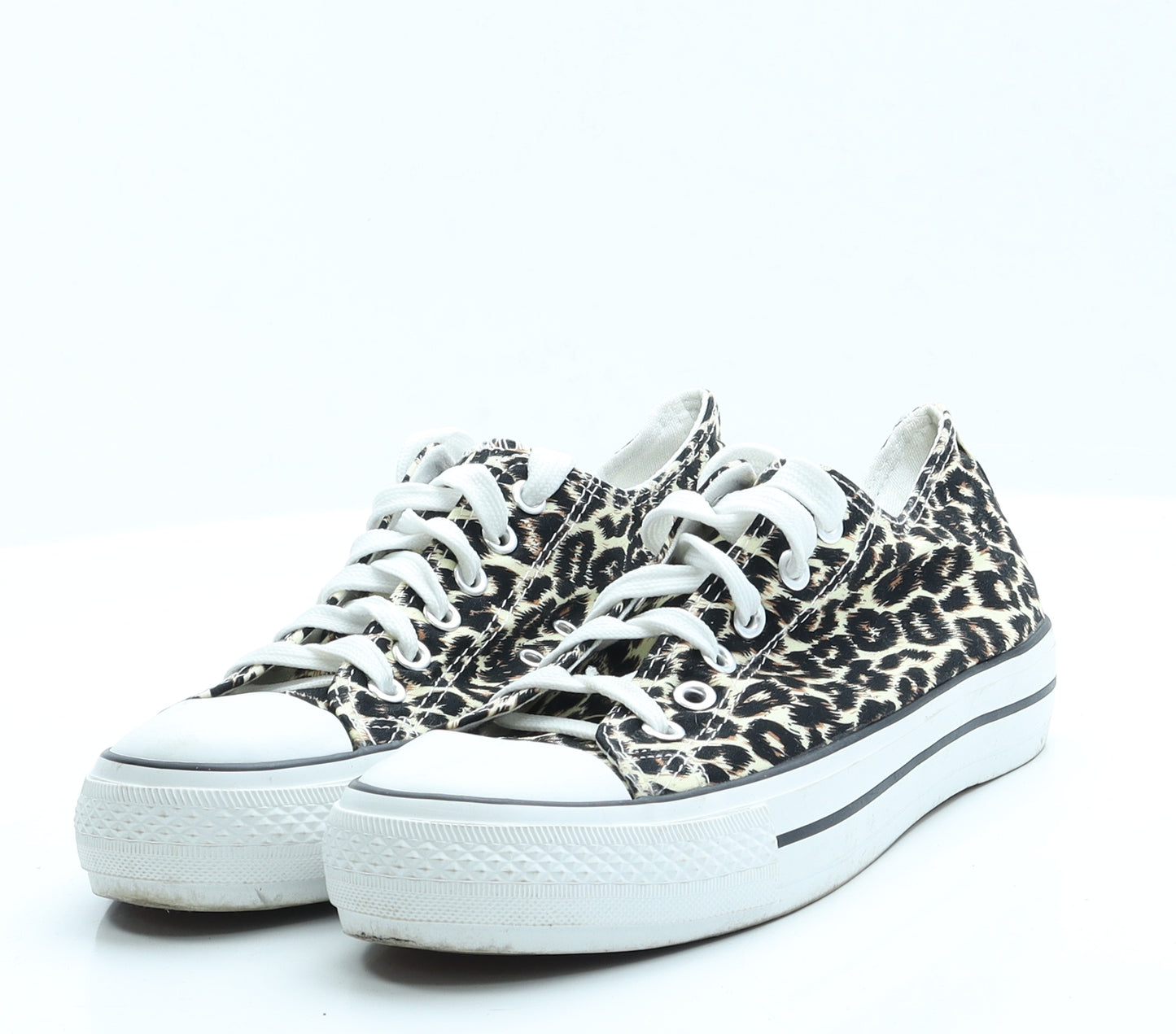 Preworn Womens Brown Animal Print Fabric Trainer Flat 5 38