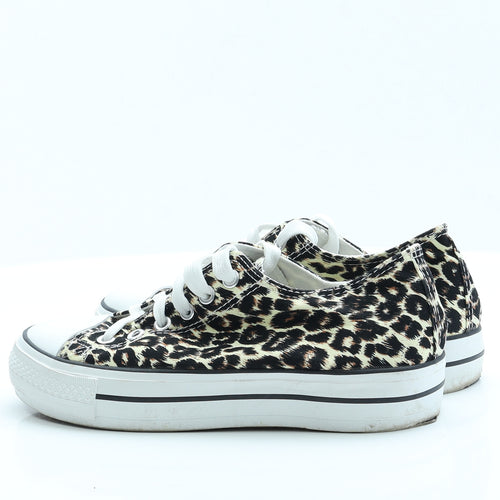 Preworn Womens Brown Animal Print Fabric Trainer Flat 5 38