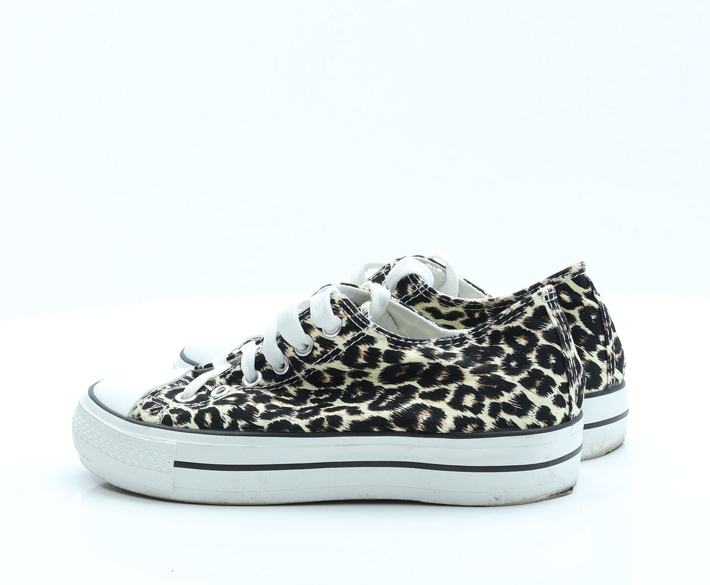 Preworn Womens Brown Animal Print Fabric Trainer Flat 5 38