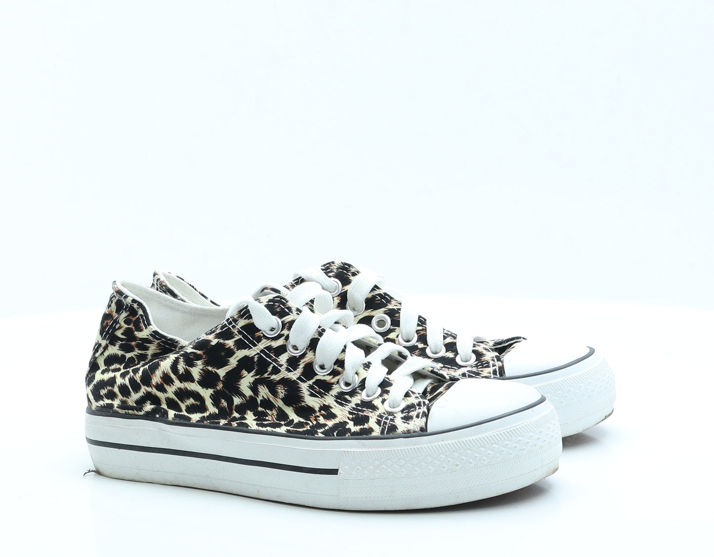 Preworn Womens Brown Animal Print Fabric Trainer Flat 5 38
