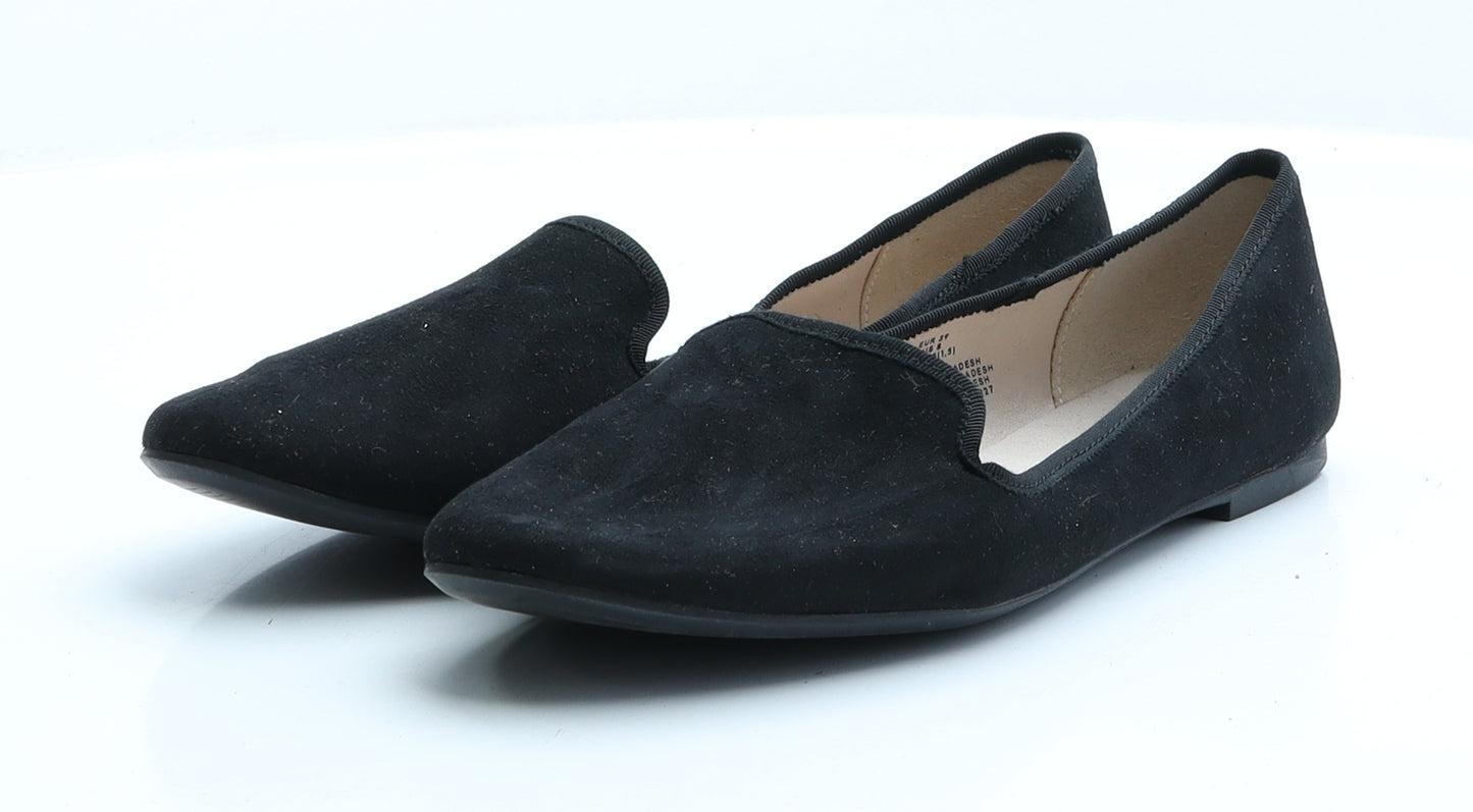 H&M Womens Black  Faux Suede Flat  6 EUR 39