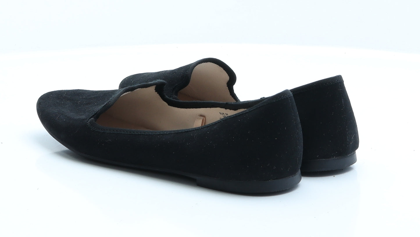 H&M Womens Black  Faux Suede Flat  6 EUR 39