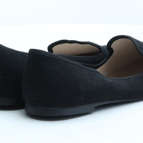 H&M Womens Black  Faux Suede Flat  6 EUR 39