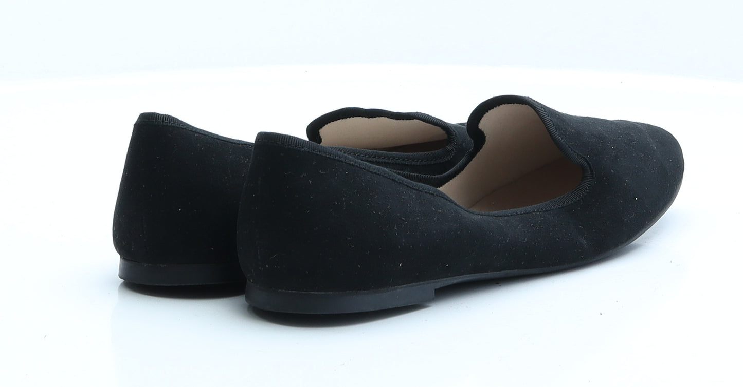 H&M Womens Black  Faux Suede Flat  6 EUR 39