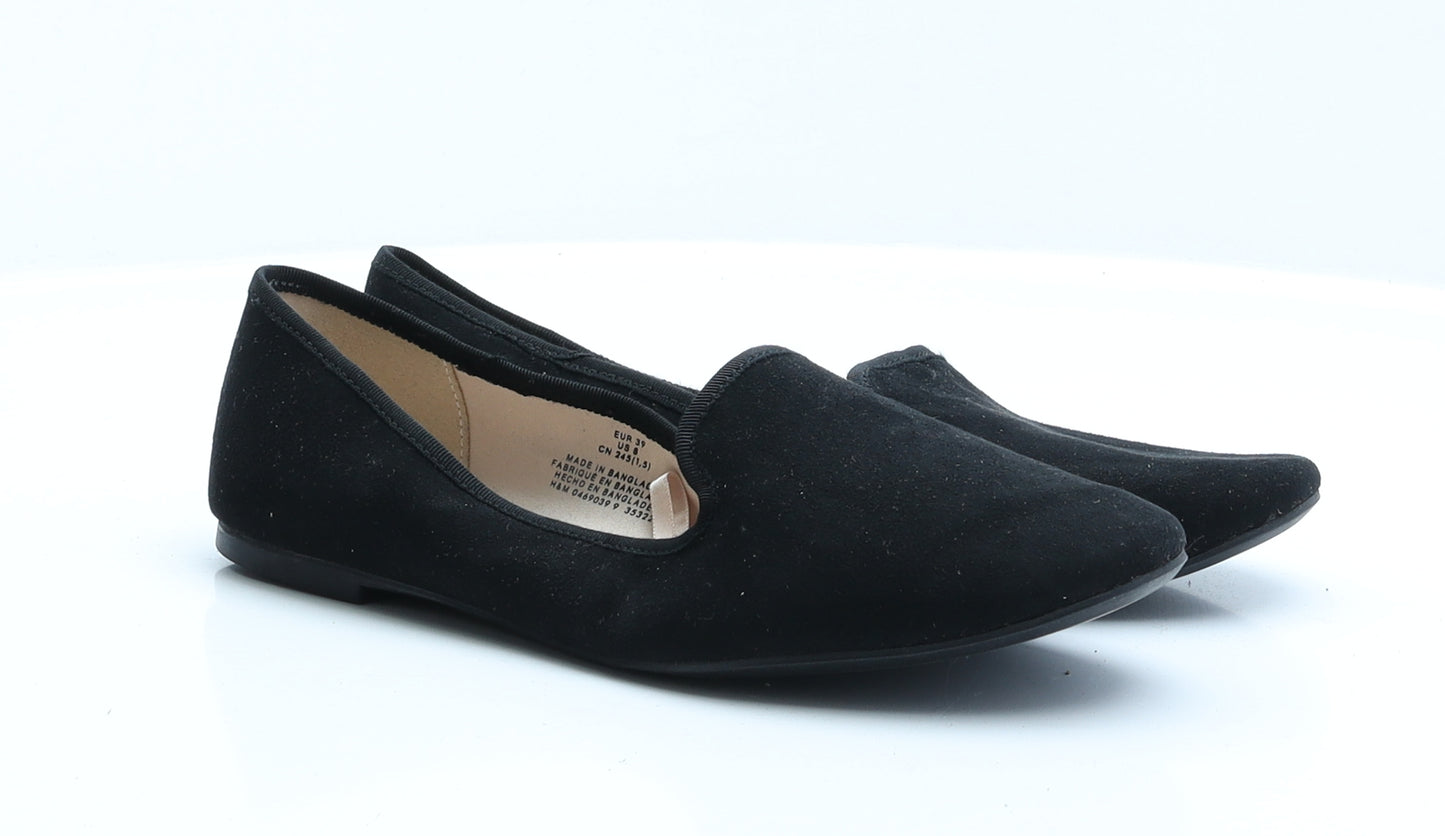 H&M Womens Black  Faux Suede Flat  6 EUR 39